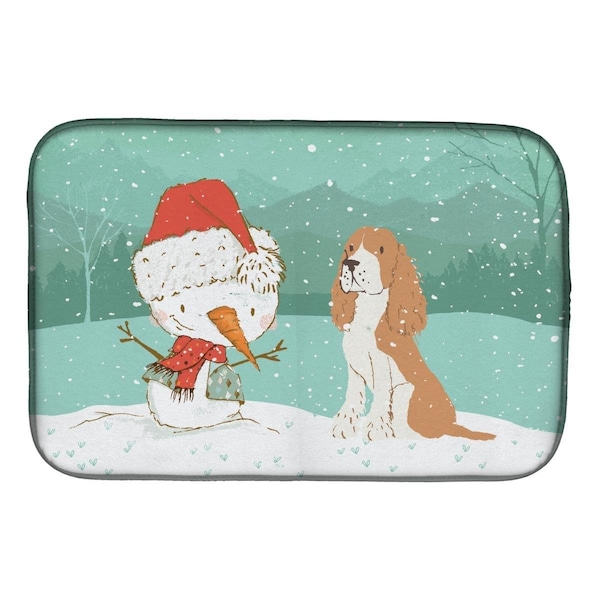 Carolines Treasures Red Spaniel Snowman Christmas Dish Drying Mat - CK2072DDM
