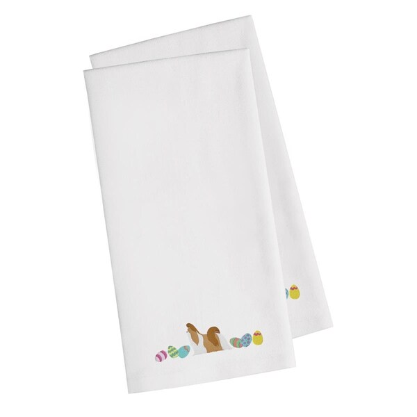 Carolines Treasures Shih Tzu Easter White Embroidered Kitchen Towel - CK1686WHTWE