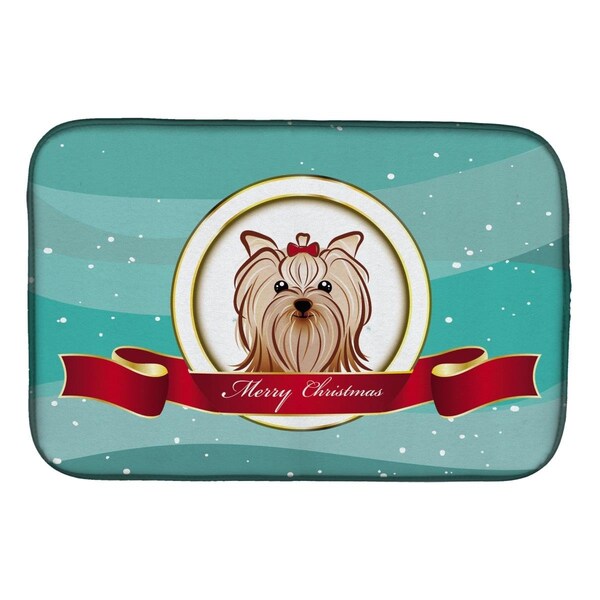 Carolines Treasures Yorkie Yorkishire Terrier Merry Christmas Dish Drying Mat - BB1514DDM