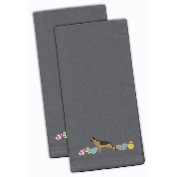 Carolines Treasures German Shepherd Easter Gray Embroidered Kitchen Towel - CK1644GYTWE