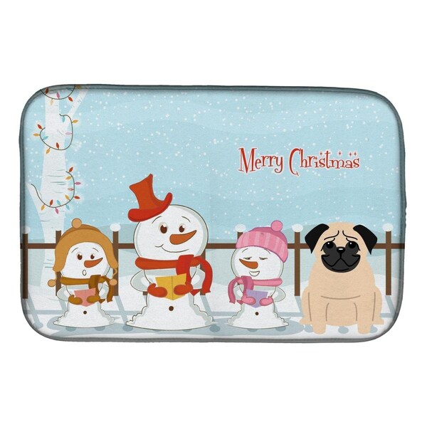 Carolines Treasures Merry Christmas Carolers Pug Fawn Dish Drying Mat - BB2339DDM
