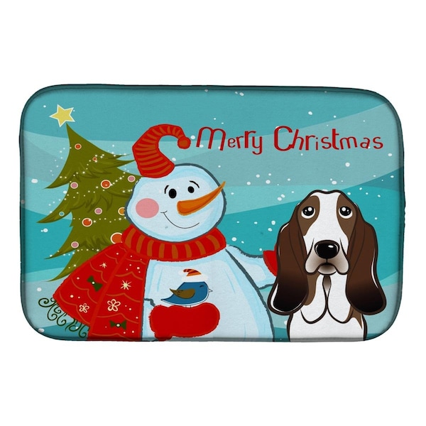 Carolines Treasures Snowman With Basset Hound Dish Drying Mat - BB1863DDM