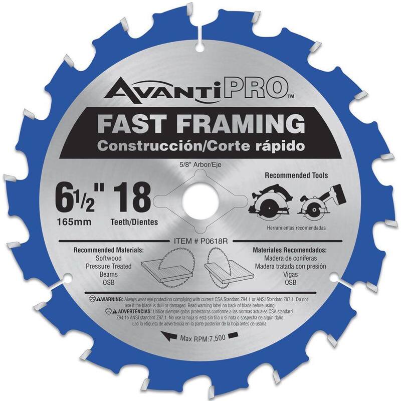 Avanti Pro 6-1/2 pulgadas x 18 dientes Hoja de sierra circular para armazones rápidos - P0618R
