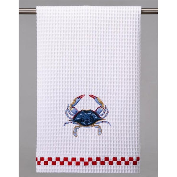 Peking Handicraft 16 x 25 in. Blue Crab Waffle Weave Kitchen Towel, 4PK - 04TA1385WC
