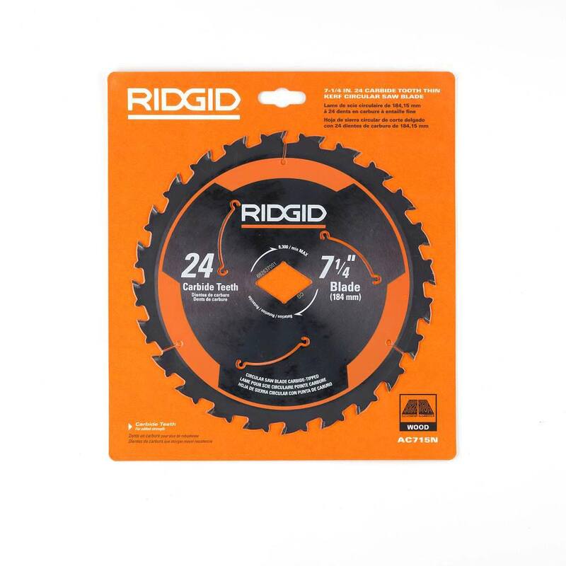 Hoja de sierra circular RIDGID de carburo de 7-1/4 pulgadas y 24 dientes de corte fino - AC715N