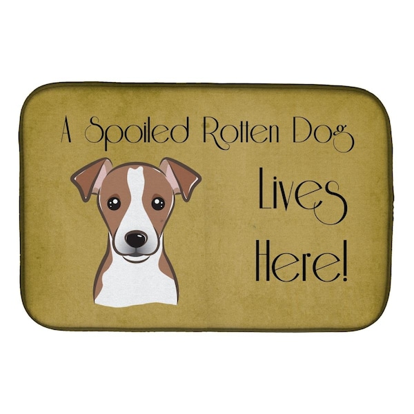 Carolines Treasures Jack Russell Terrier Spoiled Dog Lives Here Dish Drying Mat - BB1508DDM