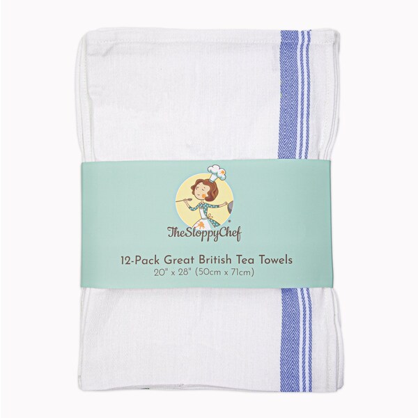 Monarch British Tea Towels Blue , 12PK - SC-TTRB-36