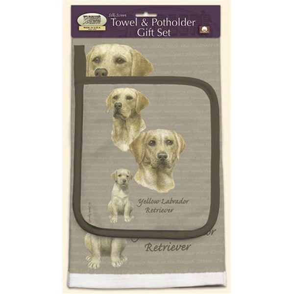 Pipsqueak Productions Pipsqueak Productions DP980 Dish Towel and Pot Holder Set - Labrador Yellow - DP980