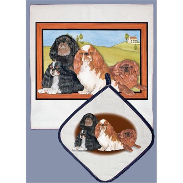 Pipsqueak Productions Pipsqueak Productions DP952 Dish Towel and Pot Holder Set - King Charles Spaniel - DP952