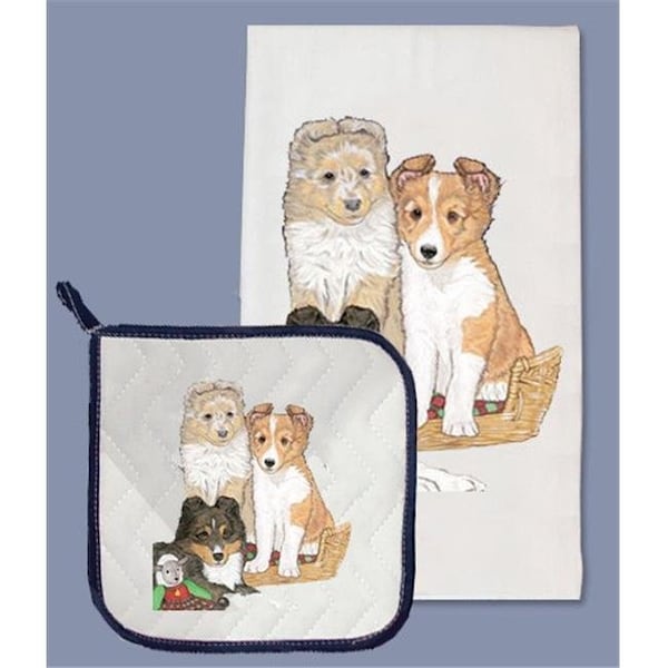 Pipsqueak Productions Pipsqueak Productions DP930 Sheltie Dish Towel And Pot Holder Set - DP930