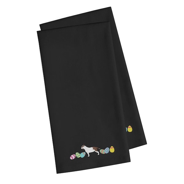 Carolines Treasures Bull Terrier Easter Black Embroidered Kitchen Towel - CK1618BKTWE