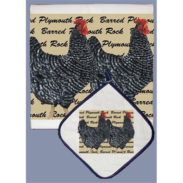 Pipsqueak Productions Pipsqueak Productions DP717 Chicken Barred Plymouth Rock Dish Towel And Pot Holder Set - DP717