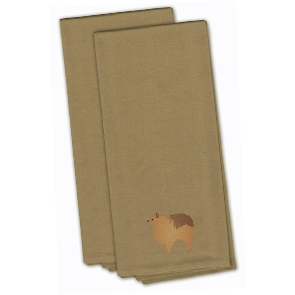 Carolines Treasures Pomeranian Tan Embroidered Kitchen Towel - BB3442TNTWE