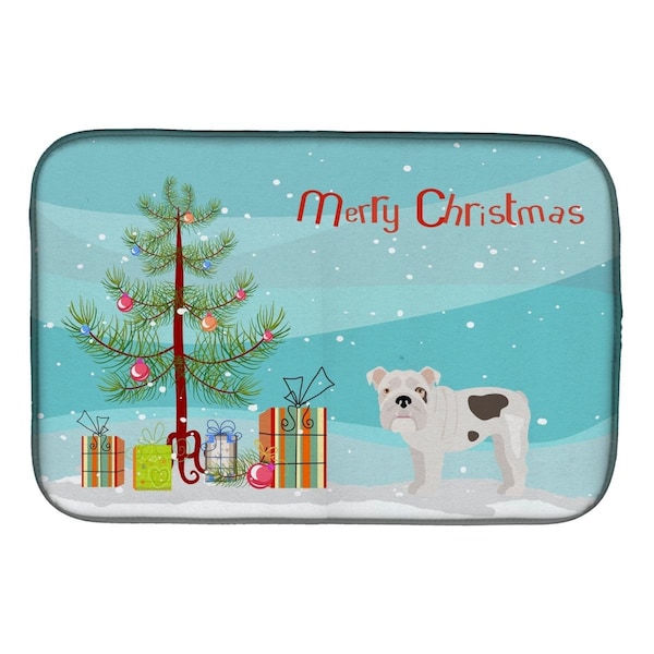 Carolines Treasures Bulldog; English Bulldog Christmas Tree Dish Drying Mat - CK3453DDM