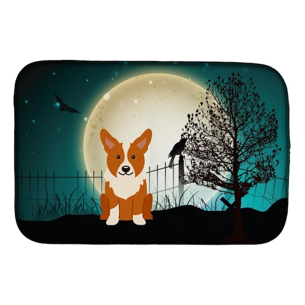 Carolines Treasures Halloween Scary Corgi Dish Drying Mat - BB2290DDM