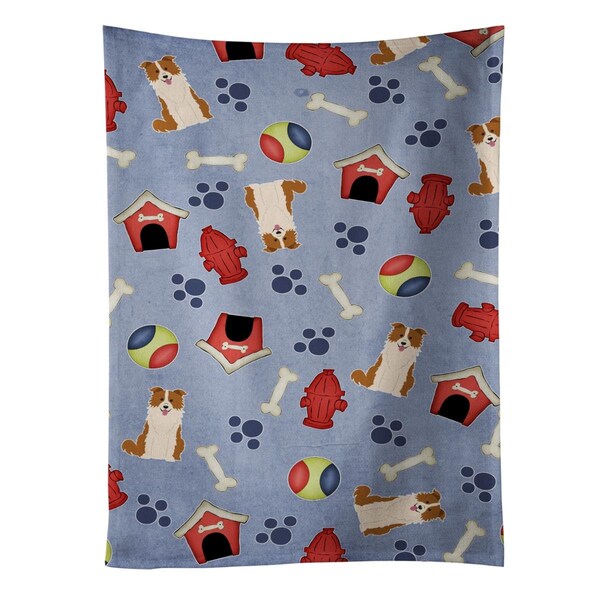 Carolines Treasures Dog House Collection Border Collie Red White Kitchen Towel - BB2732KTWL
