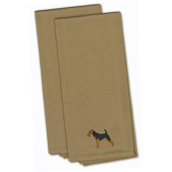 Carolines Treasures Welsh Terrier Tan Embroidered Kitchen Towel - BB3385TNTWE