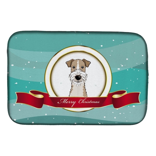 Carolines Treasures Wire Haired Fox Terrier Merry Christmas Dish Drying Mat - BB1557DDM