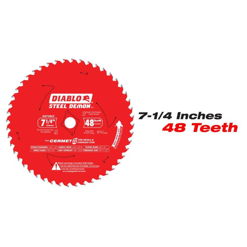 DIABLO 7-1/4 pulgadas x 36 dientes para madera y metal y 7-1/4 pulgadas x 48 dientes para cermet II metales y acero inoxidable (2 hojas) - D0736GP0748CF2G