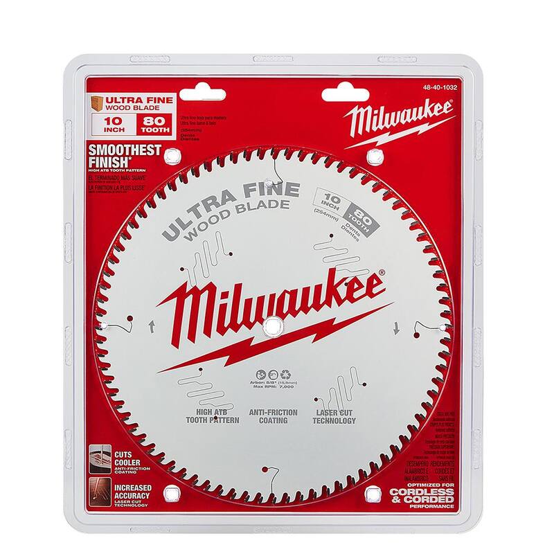 Milwaukee Hoja de sierra circular de carburo de 10 pulgadas con 80 dientes y hoja de sierra circular fina de 10 pulgadas con 60 dientes (paquete de 2) - 48-40-1032-48-40-1028