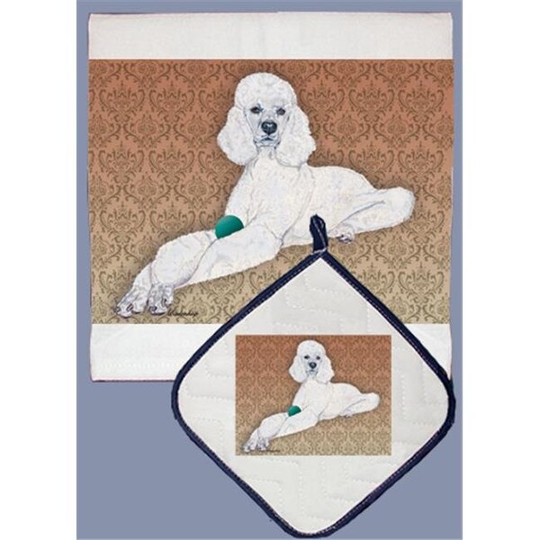 Pipsqueak Productions Pipsqueak Productions DP588 Dish Towel and Pot Holder Set - Poodle Standard White - DP588