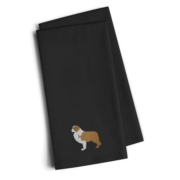 Carolines Treasures Red Border Collie Black Embroidered Kitchen Towel, Set of 2 - BB3422BKTWE