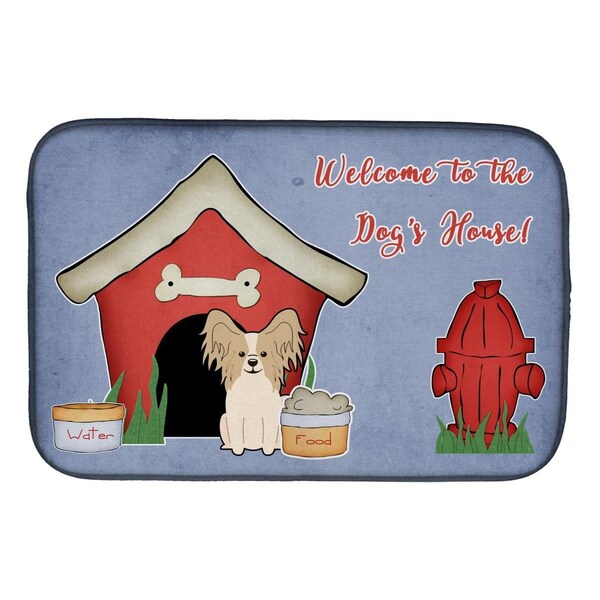 Carolines Treasures Dog House Collection Papillon Sable White Dish Drying Mat - BB2831DDM