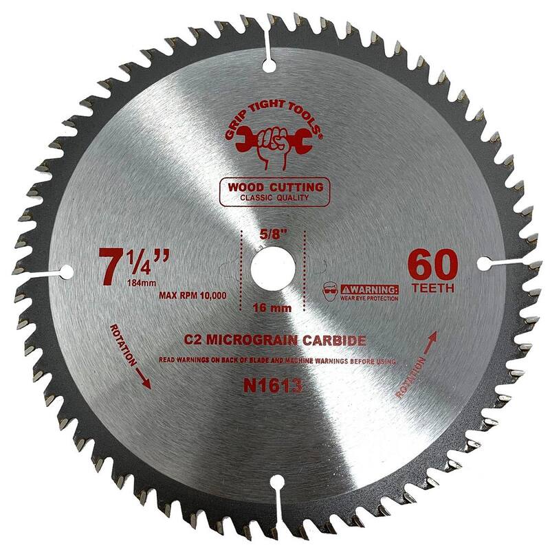 Herramientas GRIP TIGHT 7-1/4 pulgadas. Hoja de sierra circular clásica de 60 dientes de punta de carburo de tungsteno para cortar madera (paquete de 25) - N1613-25