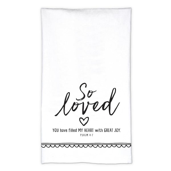 Dicksons Tea Towel Artisan Doodles So Loved White - 51577