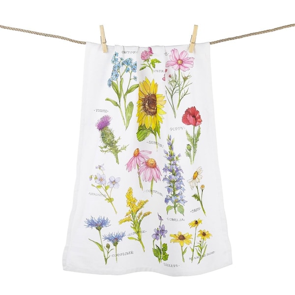 Tarifa 18 x 25 in. Field Guide Wildflower Flour Kitchen Towel, 4PK - TA3691755