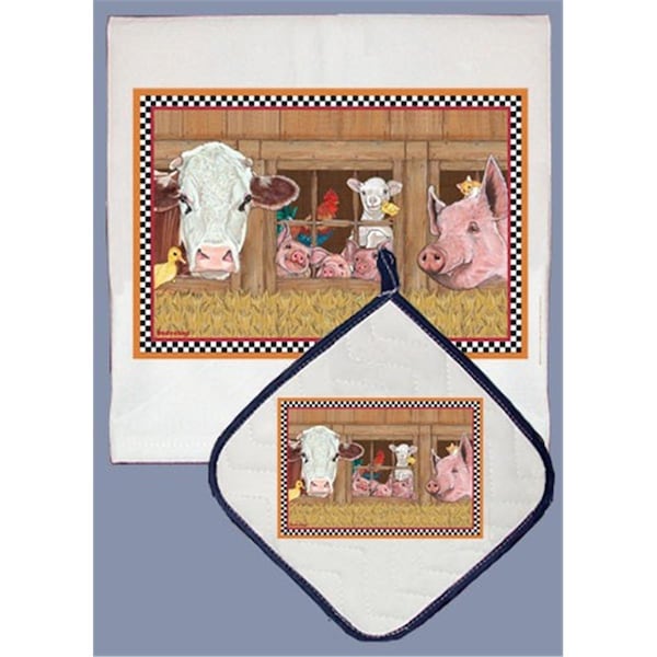 Pipsqueak Productions Barnyard Dish Towel And Pot Holder Set - DP605