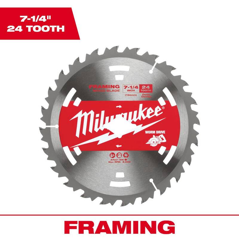 Milwaukee 7-1/4 pulg. 24 Dientes de Carburo de Tungsteno para Cortar Madera con Sierra Circular para Marcos (Paquete de 25) - 48-40-1713