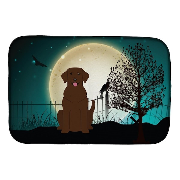 Carolines Treasures Halloween Scary Chocolate Labrador Dish Drying Mat - BB2246DDM