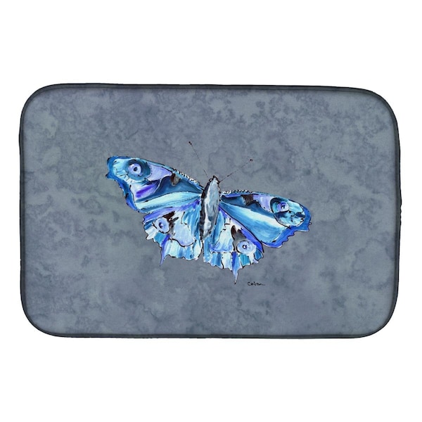 Carolines Treasures Butterfly on Gray Dish Drying Mat - 8856DDM