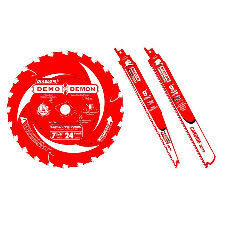Hoja de sierra para demolición DIABLO 7-1/4 in. 24-T, Hojas de sierra recíprocas de carburo de 9 in. para madera con clavos incrustados y metal grueso (3 hojas) - D0724DR090608GS