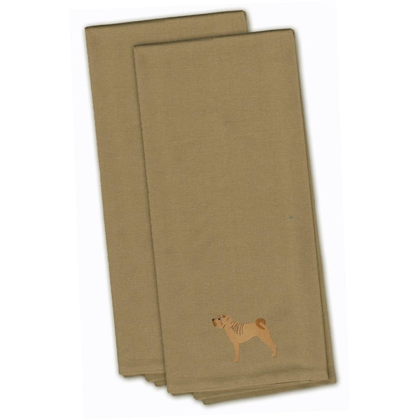 Carolines Treasures Shar Pei Merry Tan Embroidered Kitchen Towel - BB3452TNTWE