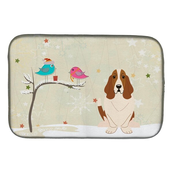 Carolines Treasures Christmas Presents Between Friends Basset Hound Dish Drying Mat - BB2493DDM