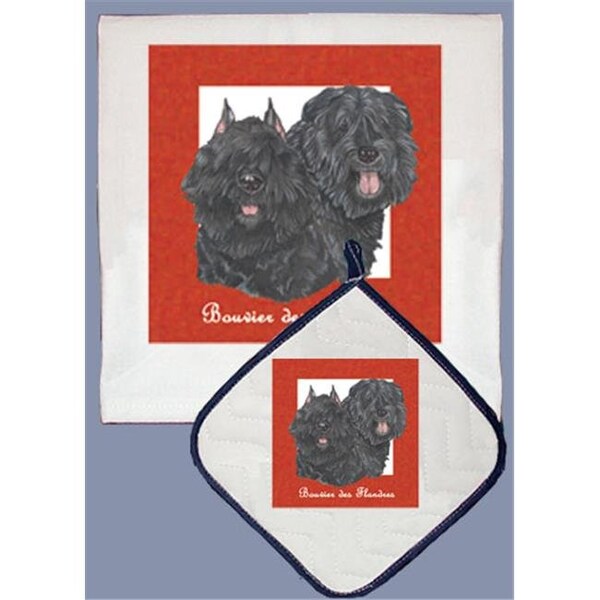 Pipsqueak Productions Pipsqueak Productions DP502 Dish Towel and Pot Holder Set - Bouvier Des Flanders - DP502