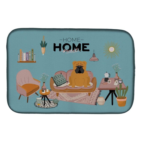 Carolines Treasures 14 x 21 in. Red English Bulldog Sweet Home Dish Drying Mat - CK7967DDM