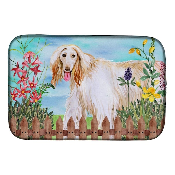 Carolines Treasures Afghan Hound Spring Dish Drying Mat - CK1264DDM