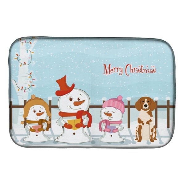 Carolines Treasures Merry Christmas Carolers Brittany Spaniel Dish Drying Mat - BB2403DDM