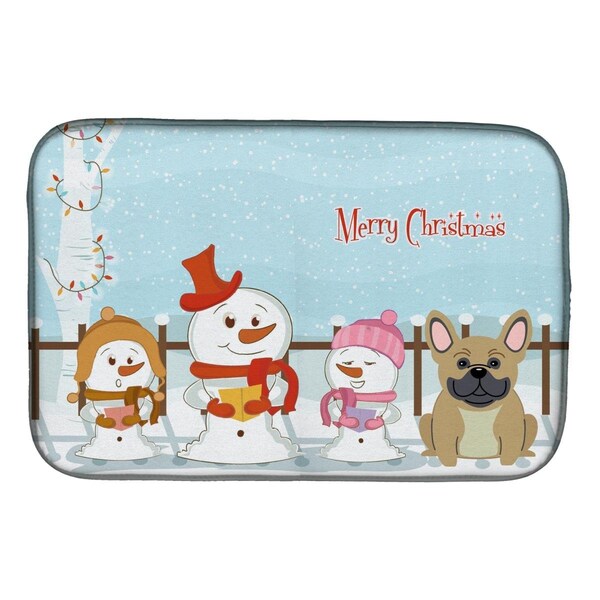 Carolines Treasures Merry Christmas Carolers French Bulldog Cream Dish Drying Mat - BB2341DDM