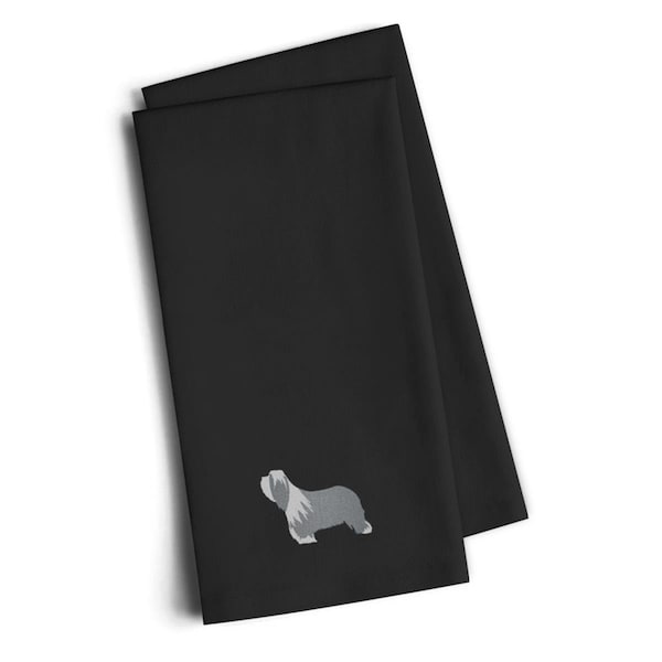 Carolines Treasures Bearded Collie Black Embroidered Kitchen Towel, Set of 2 - BB3417BKTWE