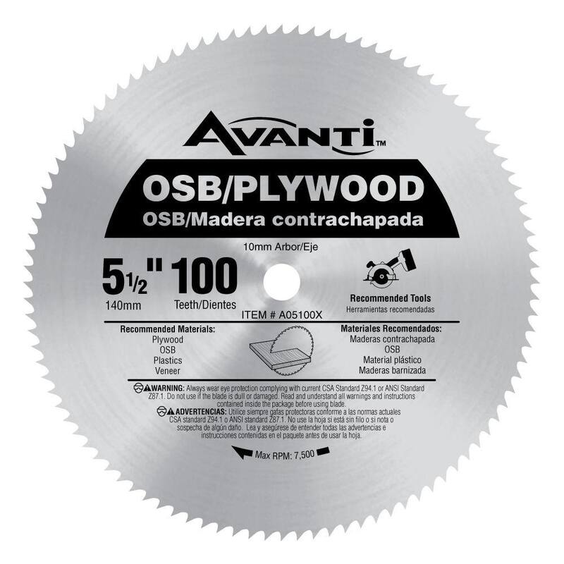 Avanti 5-1/2 pulgadas x 100 dientes Hoja de sierra circular para OSB/Madera contrachapada - A05100X