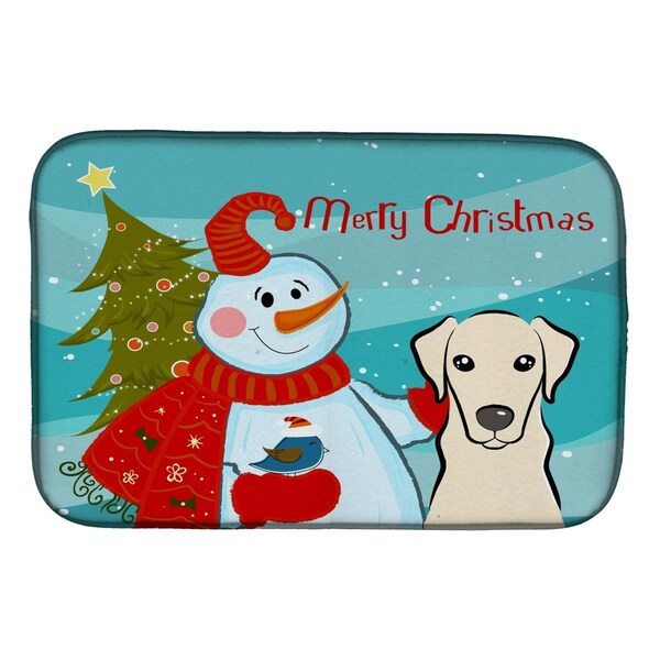 Carolines Treasures Snowman With Yellow Labrador Dish Drying Mat - BB1842DDM