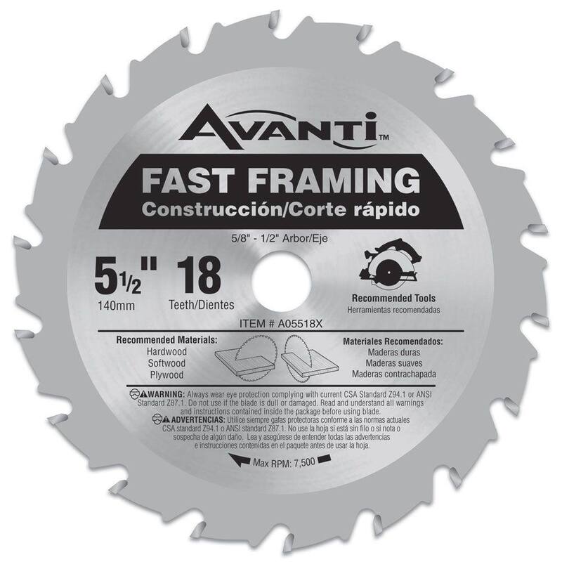 Avanti 5-1/2 pulgadas x 18 dientes Hoja de sierra circular para estructuras rápidas - A05518X