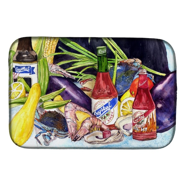 Carolines Treasures Crystal Hot Sauce With Seafood Dish Drying Mat - 8637DDM