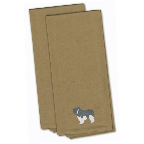 Carolines Treasures Polish Lowland Sheepdog Dog Tan Embroidered Kitchen Towel - BB3432TNTWE