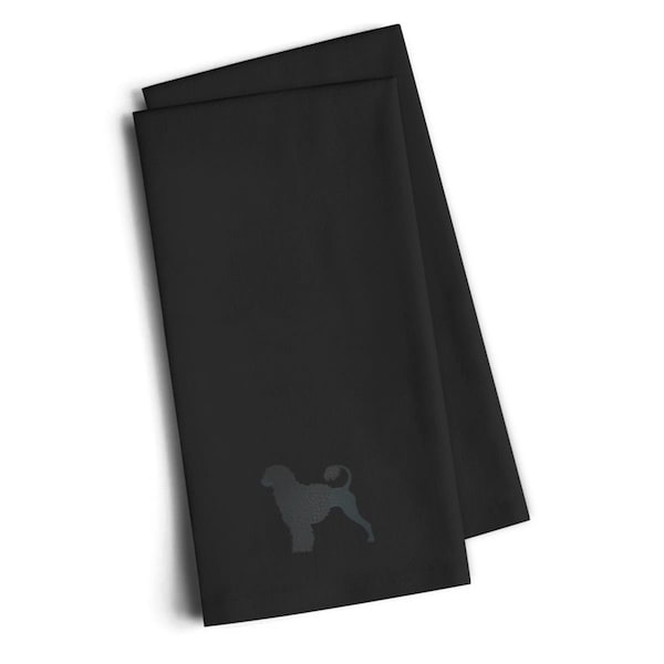 Carolines Treasures Portuguese Water Dog Black Embroidered Kitchen Towel, Set of 2 - BB3468BKTWE