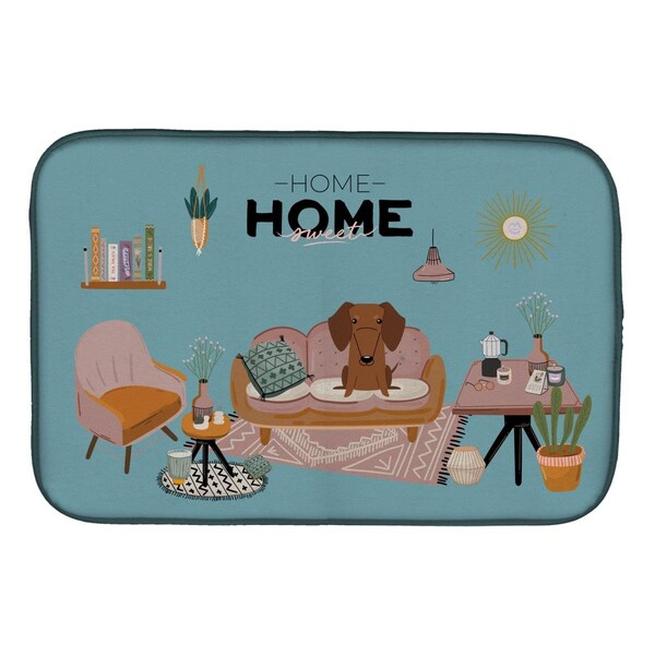 Carolines Treasures 14 x 21 in. Red Brown Dachshund Sweet Home Dish Drying Mat - CK7975DDM